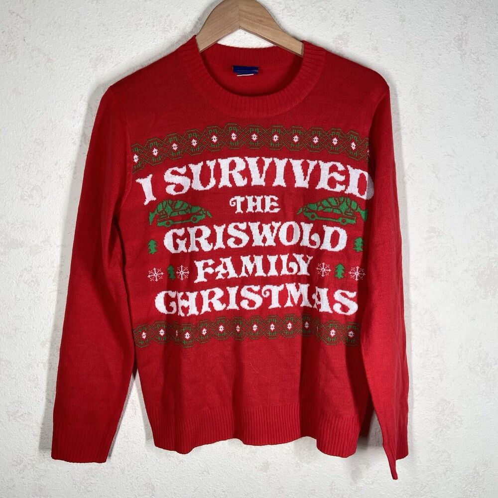 National Lampoon Christmas Vacation Mens XS Griswold Family Red Sweater